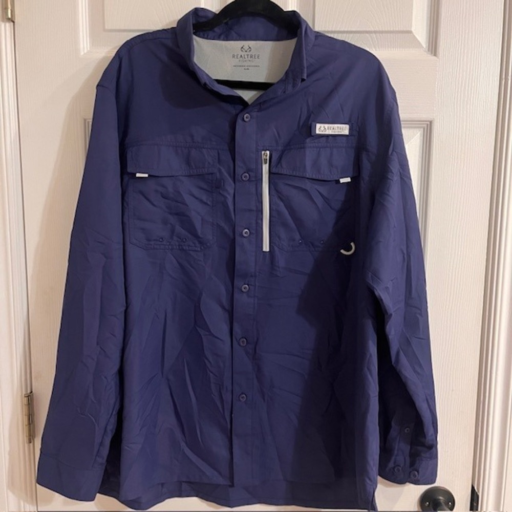Realtree Fishing Shirt Vented UPF Button Down Long Sleeve‎ XL